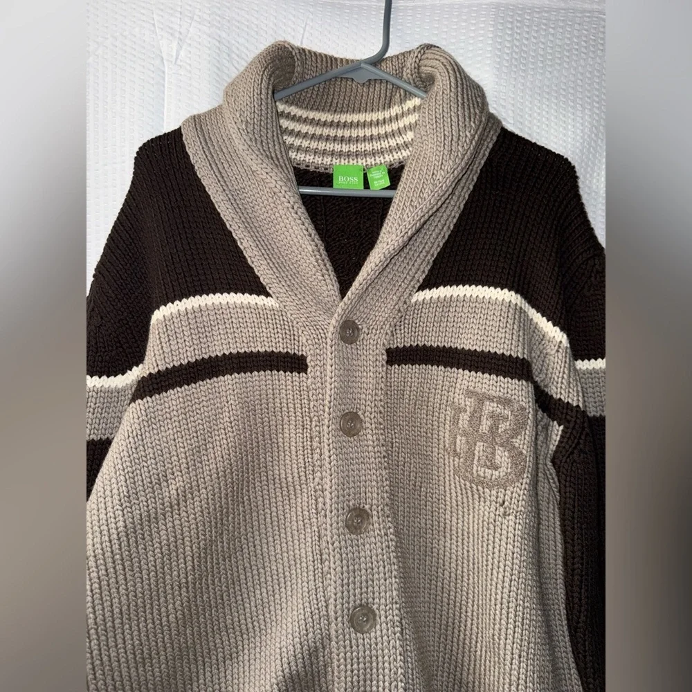 BOSS by Hugo Boss men's 100% Virgin Wool cardigan sweater Size L (Defective)